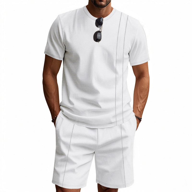 Conjunto de camiseta de manga corta con cuello redondo y pantalón corto para hombre