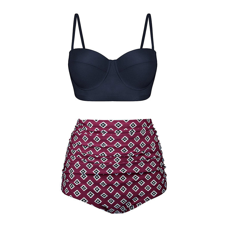 Bikinis de cintura alta traje de baño de talla grande para mujer trajes de baño Retro Floral juego de Bikini estilo Push Up ropa de playa Biquini