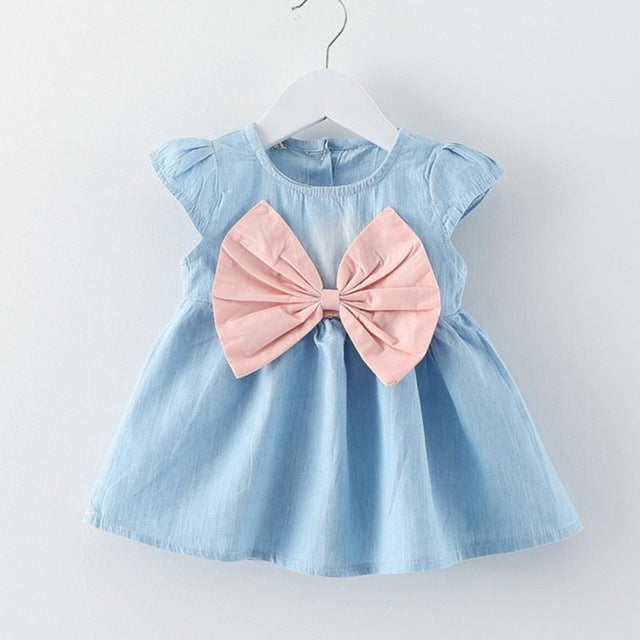 Vestido Vaquero con Lazo para Niña — Algodón Verano
