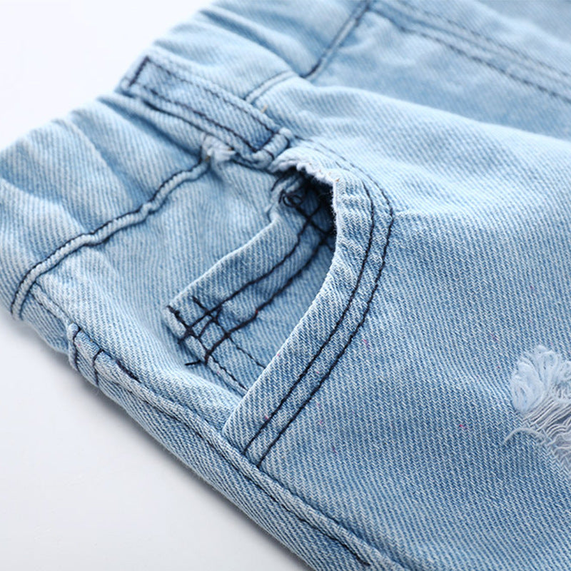 Pantalones Cortos Vaqueros Rotos para Niño — Denim Verano
