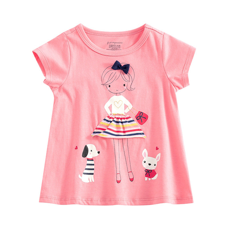 Camiseta Manga Corta Niña Estampado Dibujos Animados — Clase A