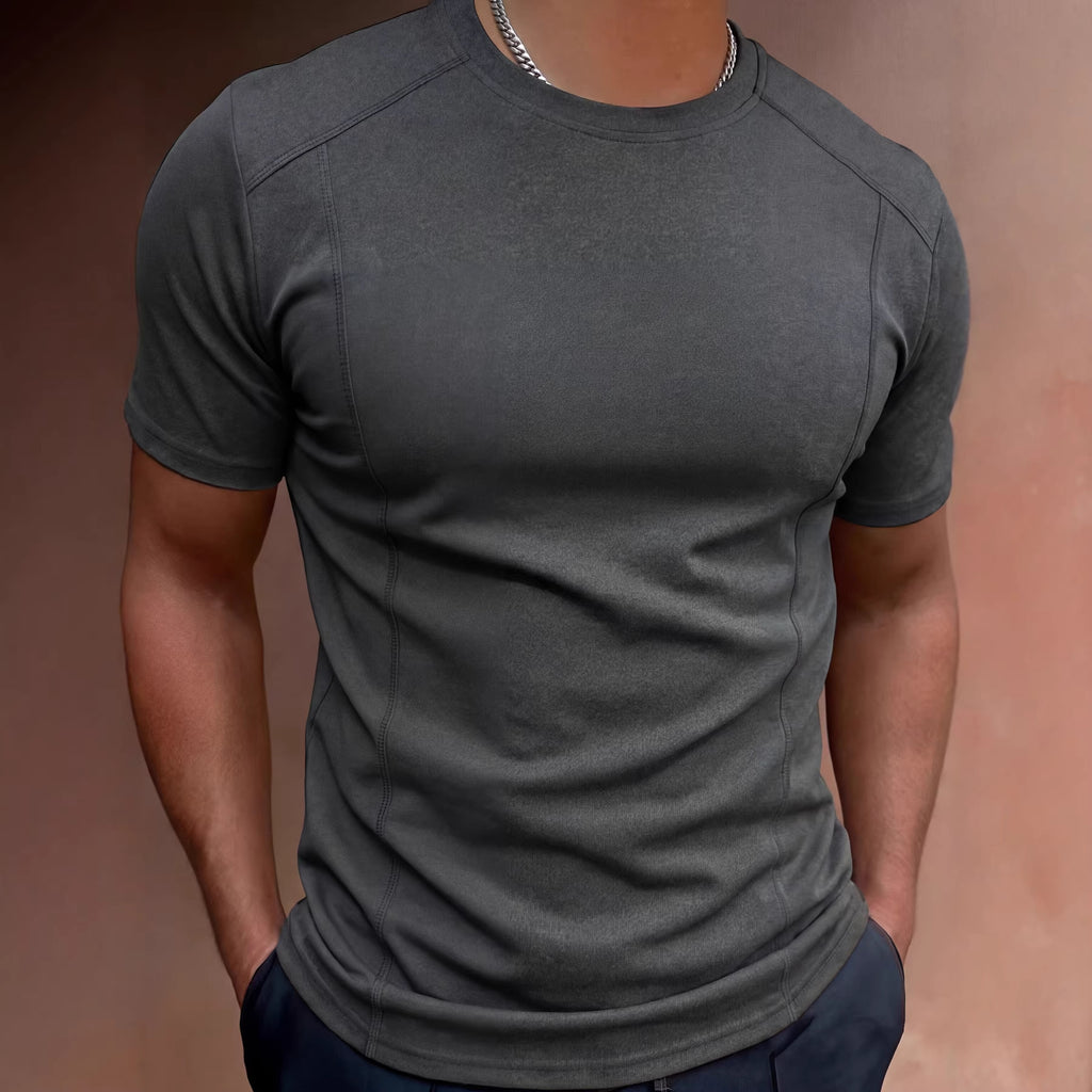 Camiseta Manga Corta Hombre Color Liso — Poliéster Slim Fit