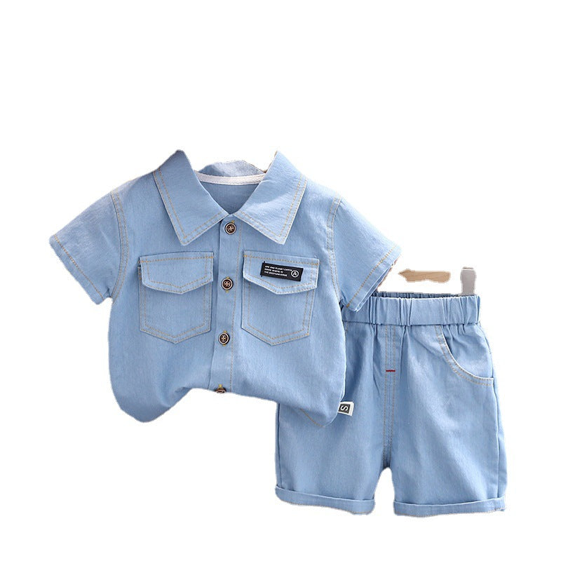 Traje Vaquero de Manga Corta con Solapa para Niños — Cool y Moderno