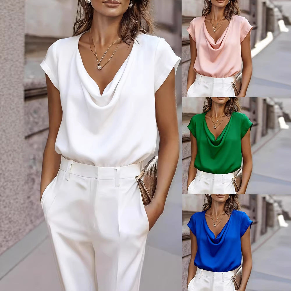 blusa de manga corta informal para mujer