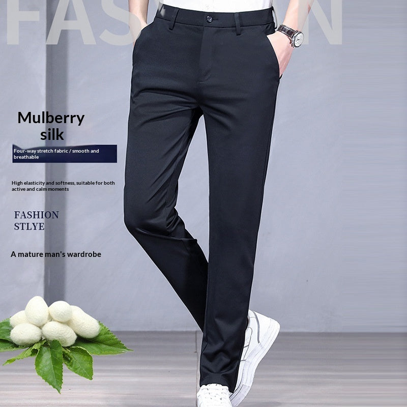 Pantalones casuales de pierna recta para hombre. Pantalones modernos para hombre.