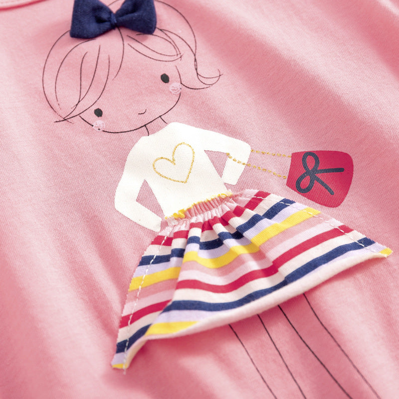 Camiseta Manga Corta Niña Estampado Dibujos Animados — Clase A