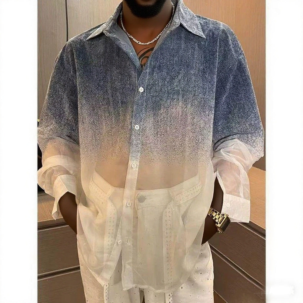 camisa fina y trasparente de dos colores