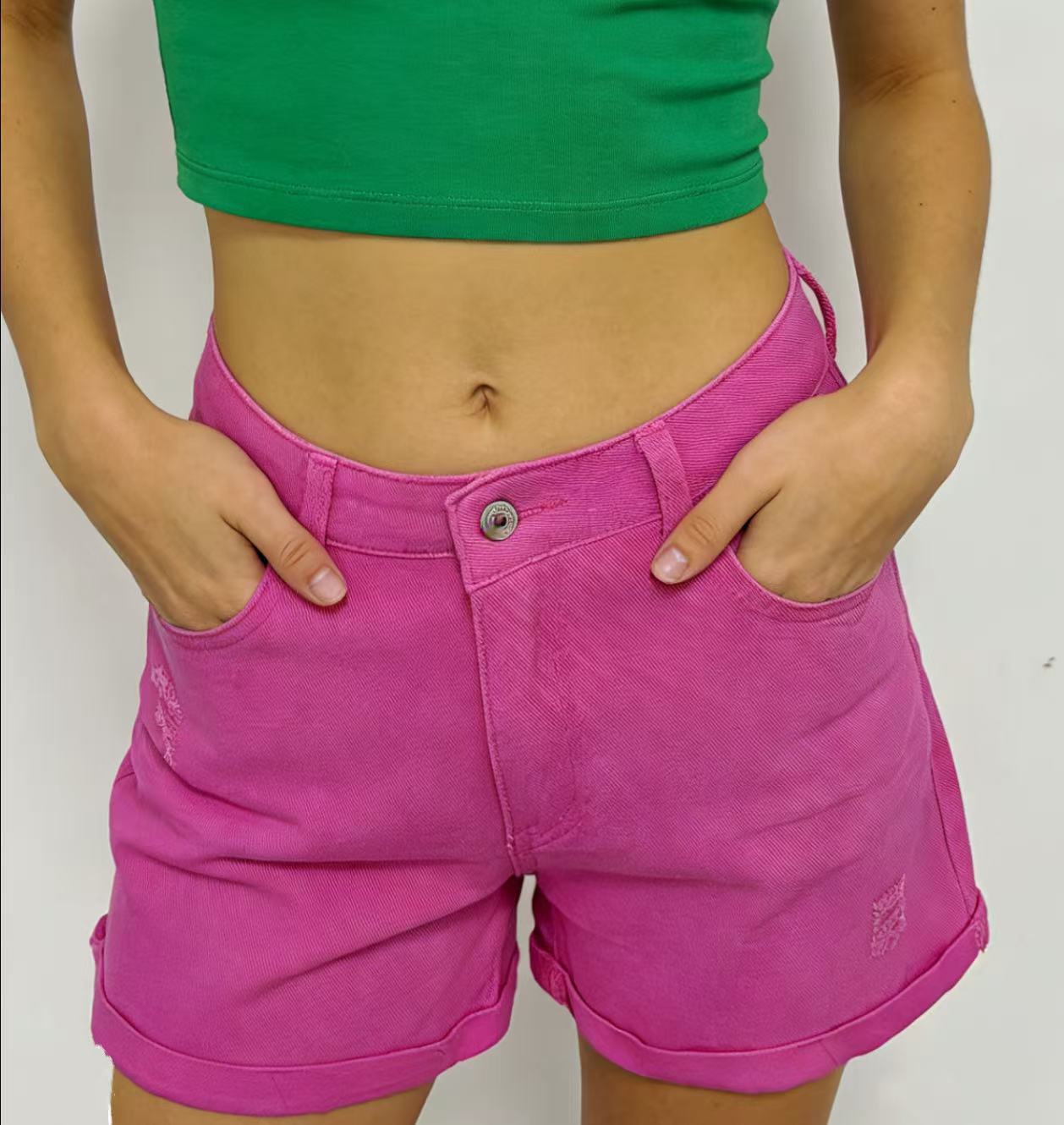 Shorts vaqueros casuales de estilo retro desgastado