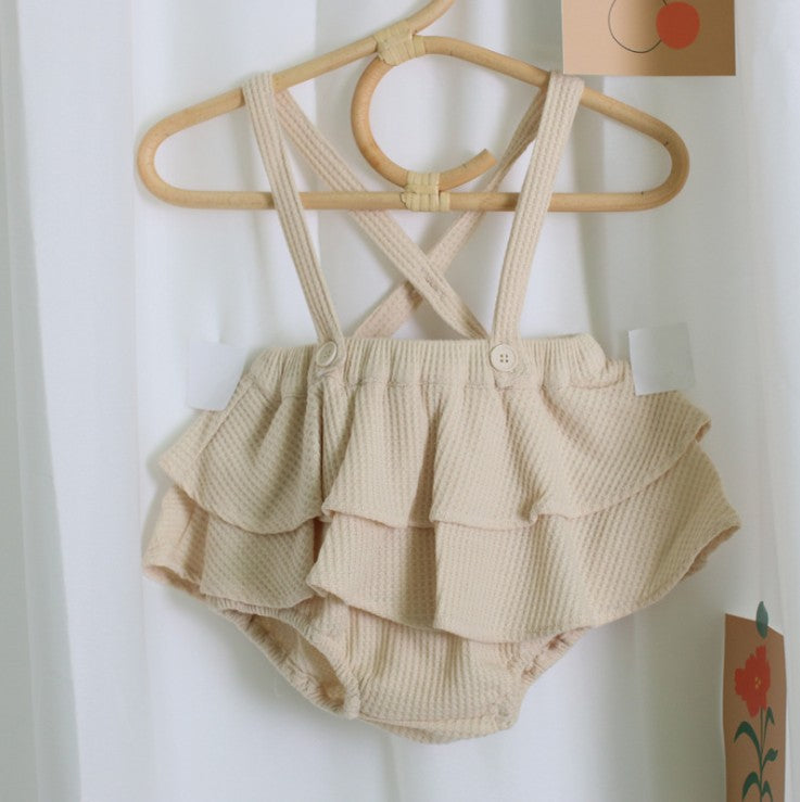 Baby Girl Clothes Spring Summer Linen Cotton Girls Floral T-Shirt Vintage Straps Dress Outfits for Newborn Baby