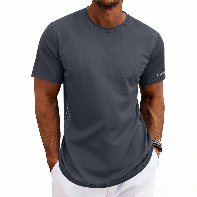 Camiseta deportiva de verano de manga corta con cuello redondo y secado rápido para hombre, tallas grandes