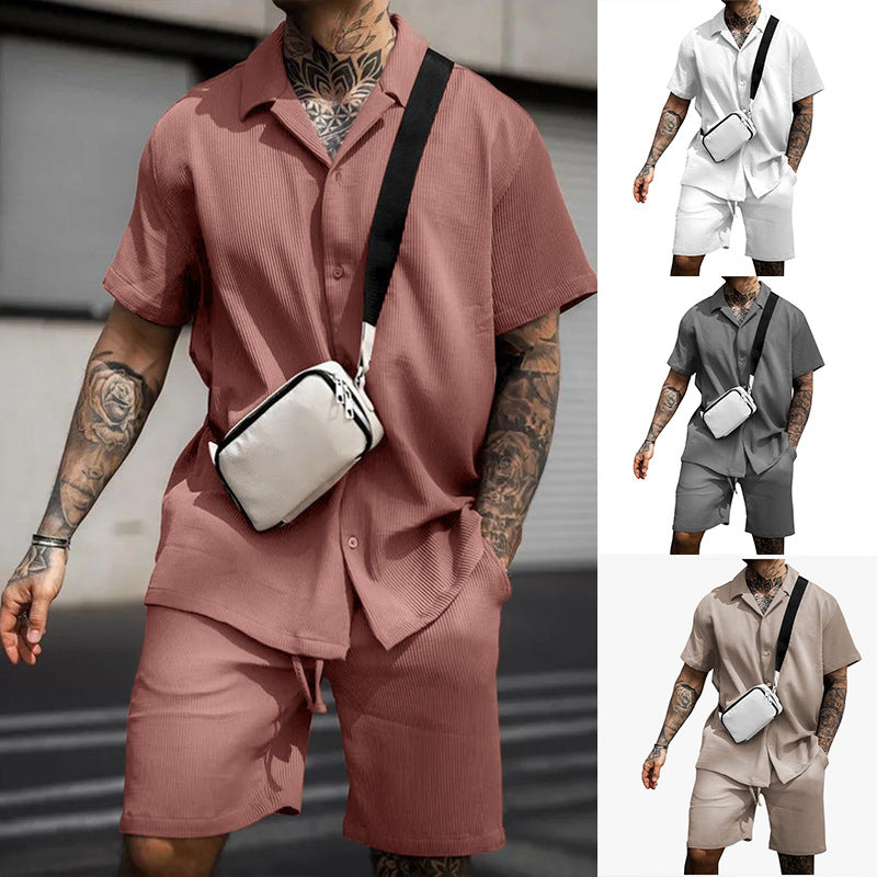 Traje de polo de manga corta para hombre, informal y cómodo.