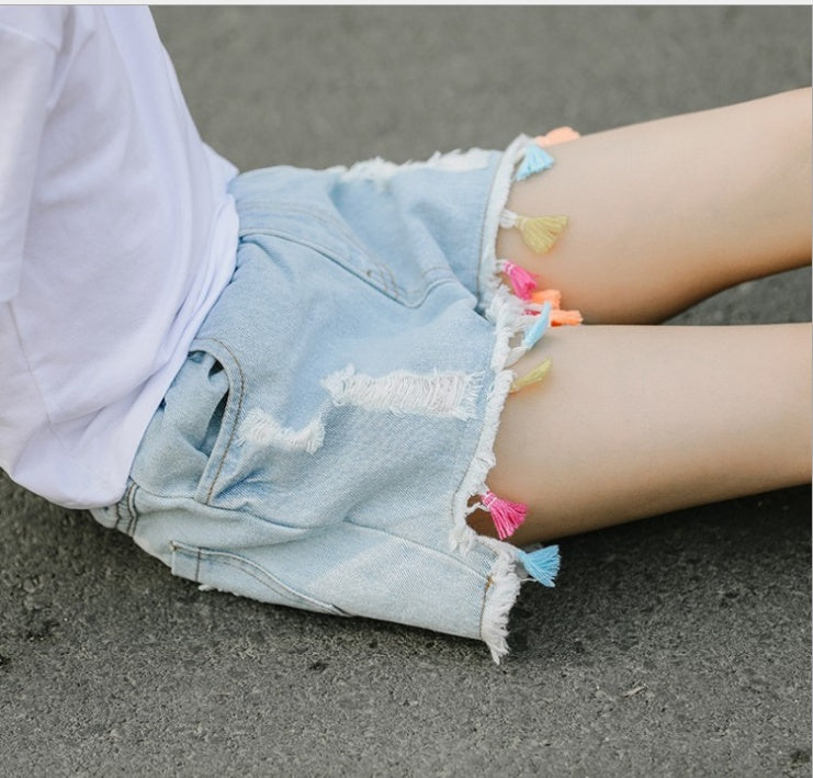Pantalones cortos vaqueros niña — denim verano tallas 110–160 cm