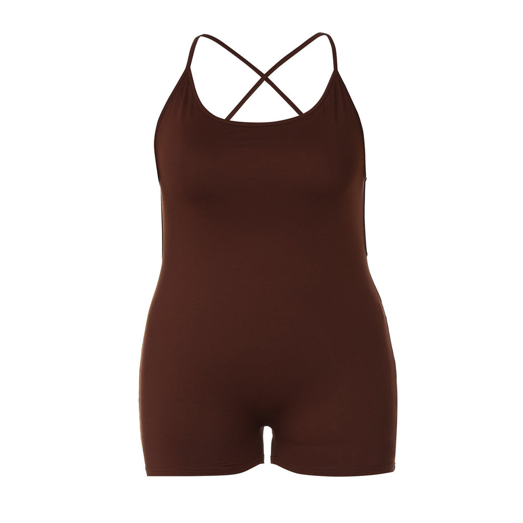 Mono de tirantes liso,a la moda, con diseño sin espalda
