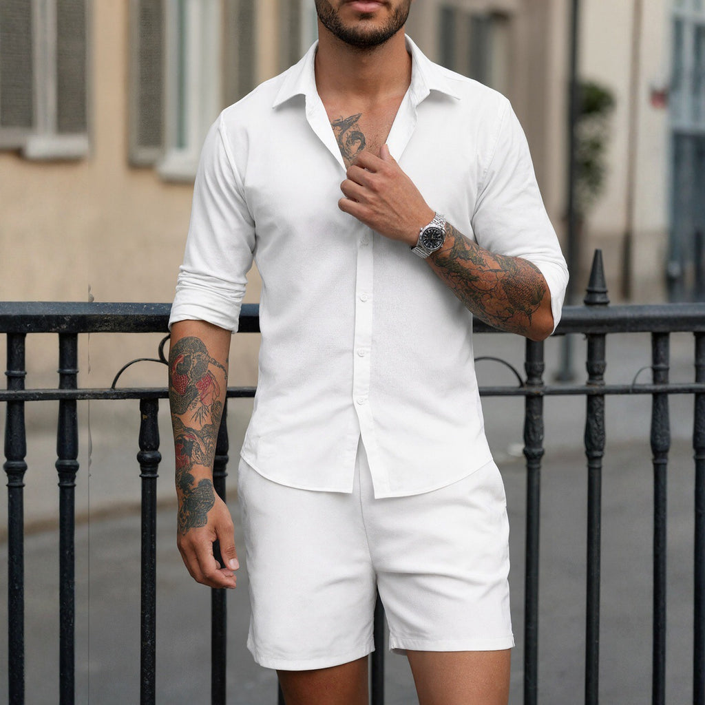 Conjunto de camisa y pantalón corto informal para hombre