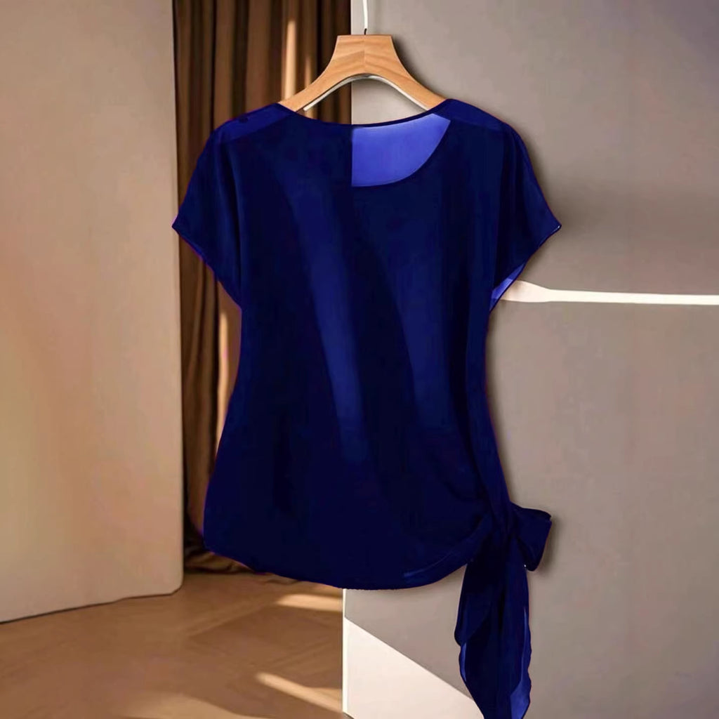 Camiseta de cuello redondo ligera para mujer, nueva colección de verano.