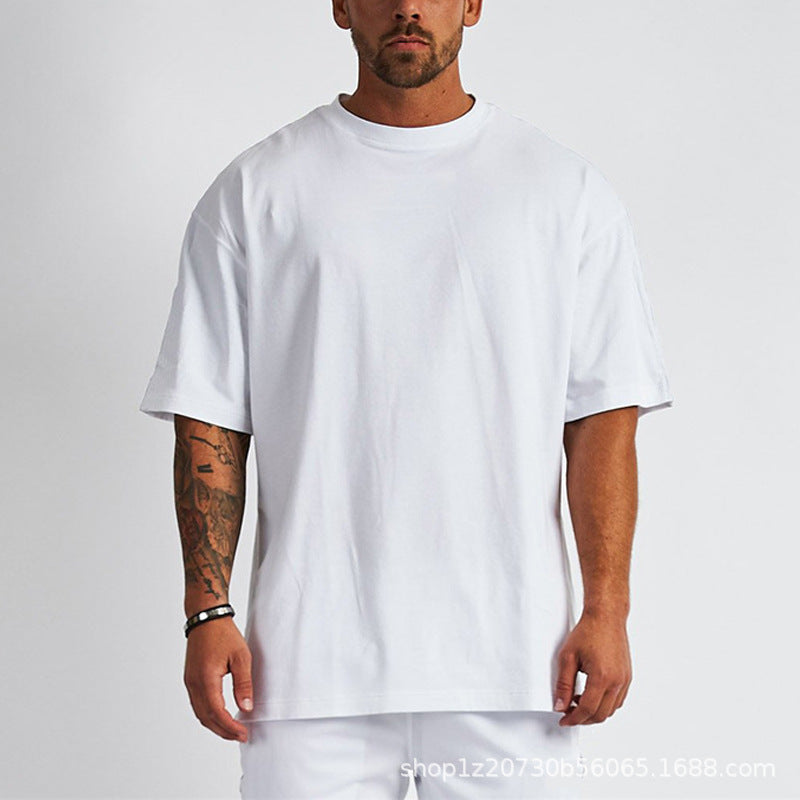 Camiseta de manga corta para hombre, de algodón puro y corte holgado