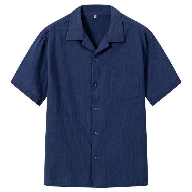 Camisa de manga corta de algodón transpirable con tejido de bambú para hombre