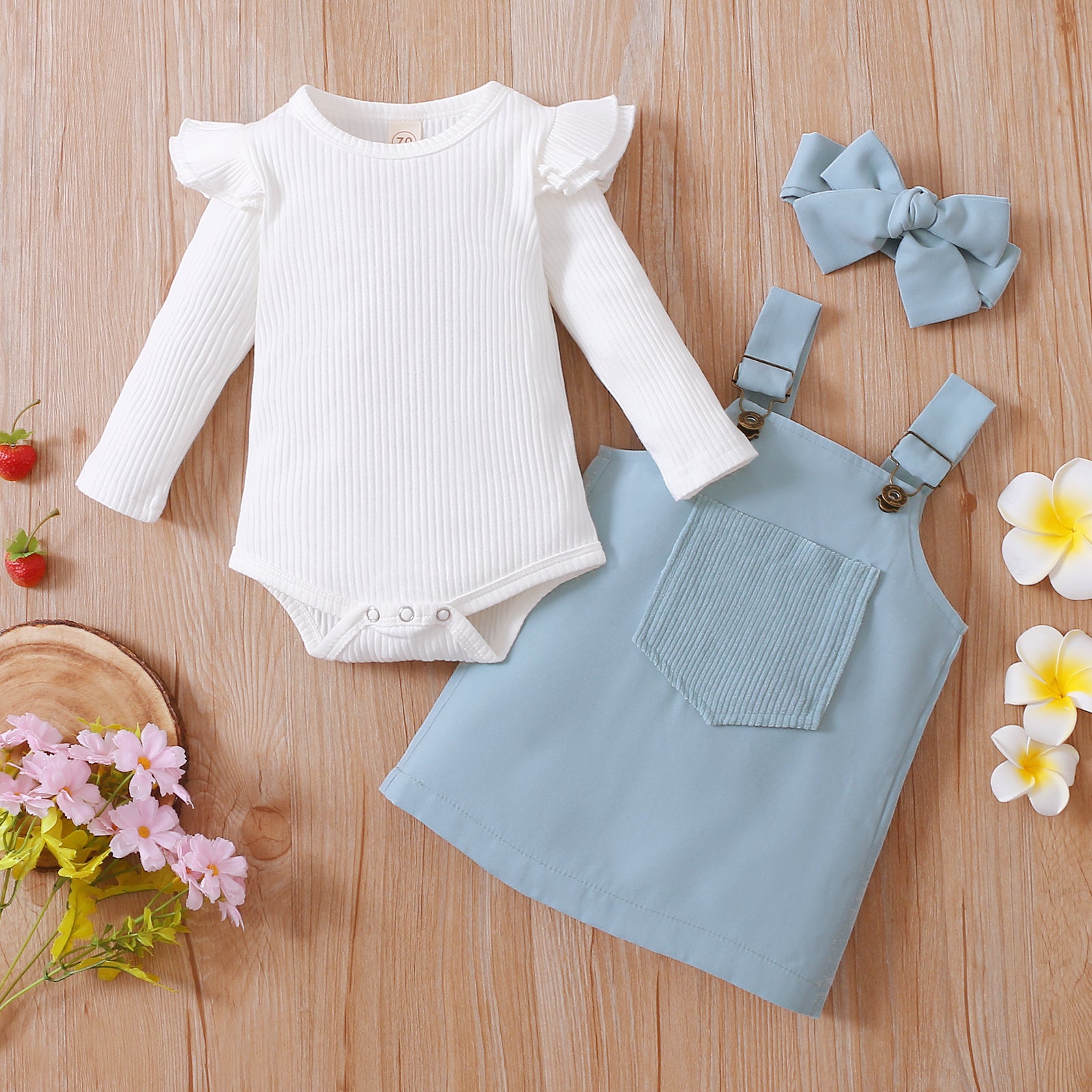 Newborn Baby Girl Fall Clothes Set, Solid Color Long Sleeve
