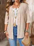 Cárdigan informal de talla grande para mujer con diseño calado y top liso.