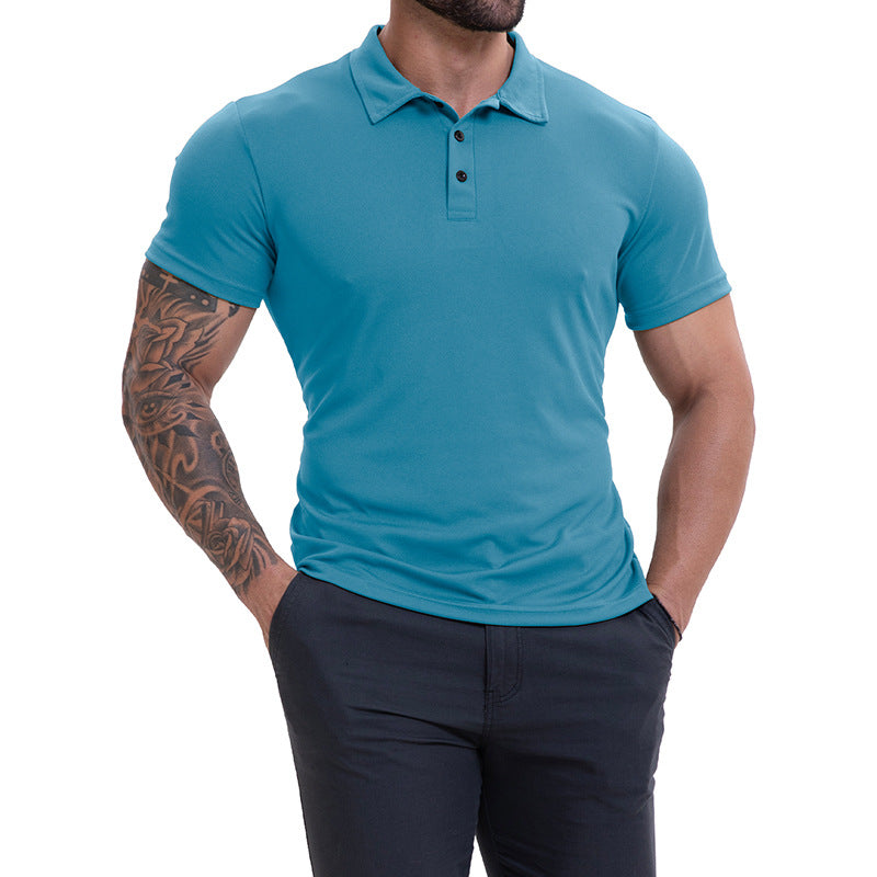 Camisa de manga corta transpirable informal con cuello de solapa para hombre, versátil y que combina con todo.