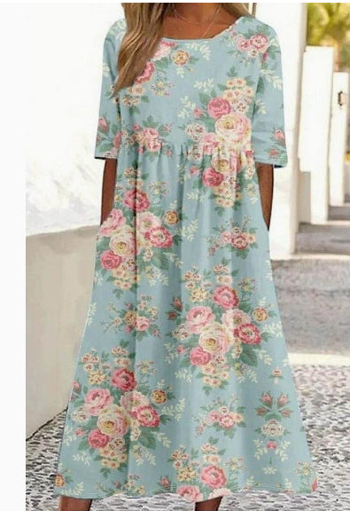 Loose-fitting dress with trendy digital print