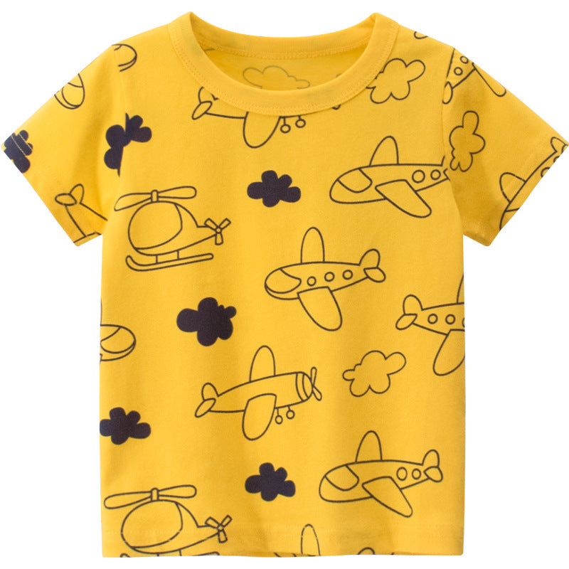 Camiseta de Manga Corta con Estampado Cartoon para Niños — Estilo Coreano