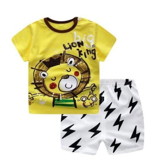 Conjunto Infantil de Dos Piezas con Estampado de Dibujos Animados — Bebé Verano