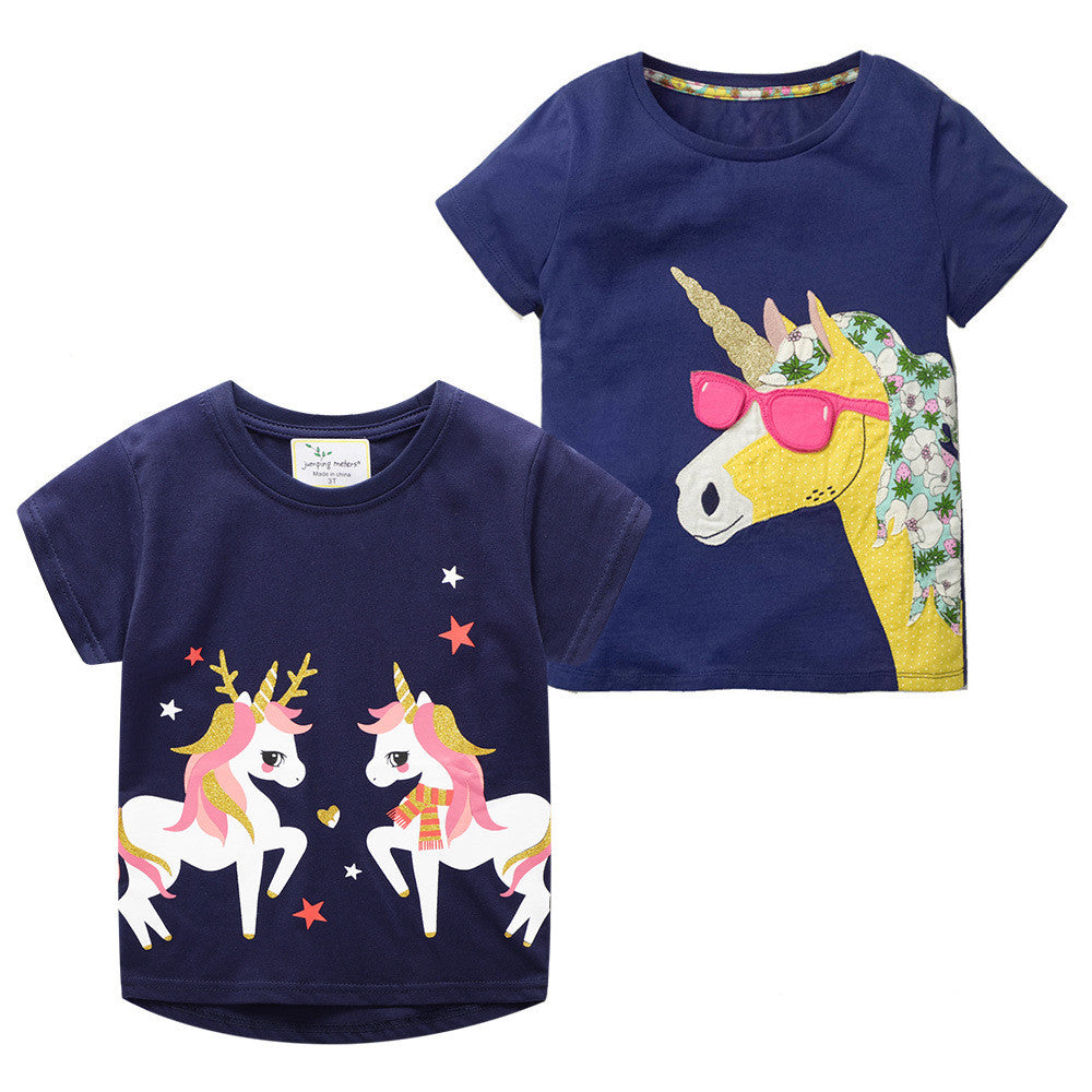 Camiseta Manga Corta con Estampado de Dibujos Animados — Niños