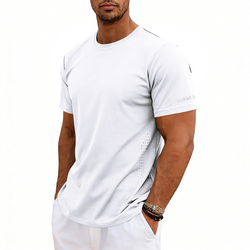 Camiseta deportiva de verano de manga corta con cuello redondo y secado rápido para hombre, tallas grandes