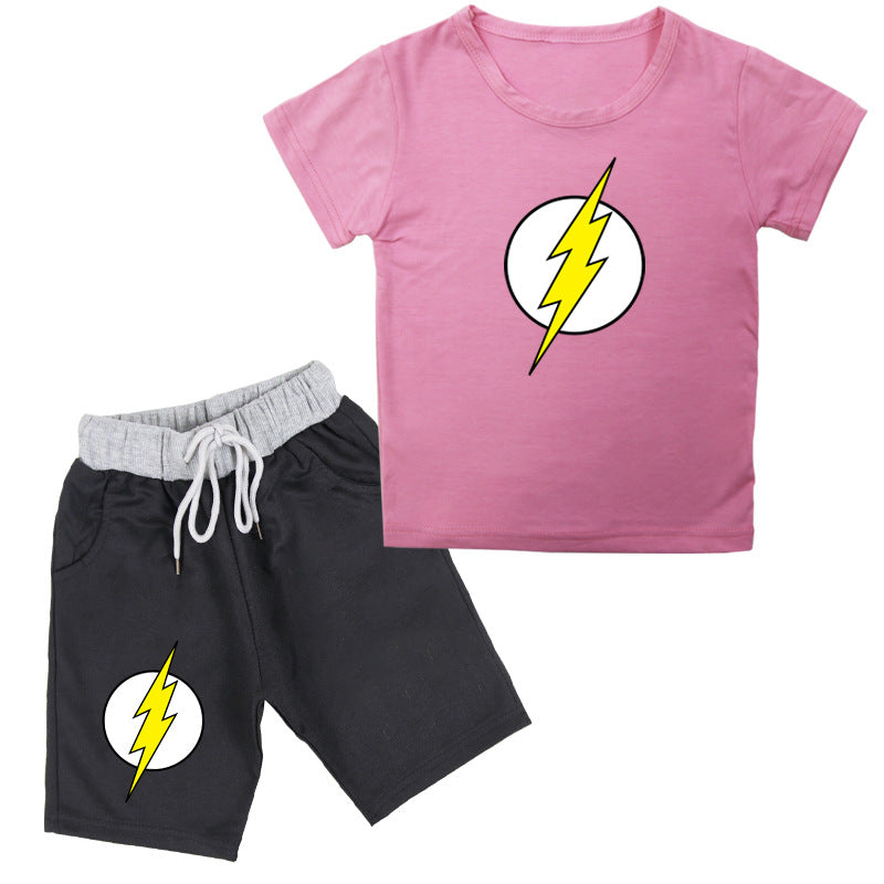 Conjunto Flash de Algodón de Manga Corta para Niño — Superhéroe Verano