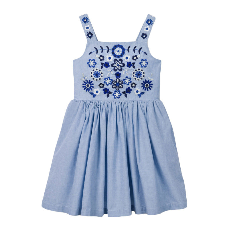 Vestido Infantil de Punto Bordado para Niña — Algodón 100%