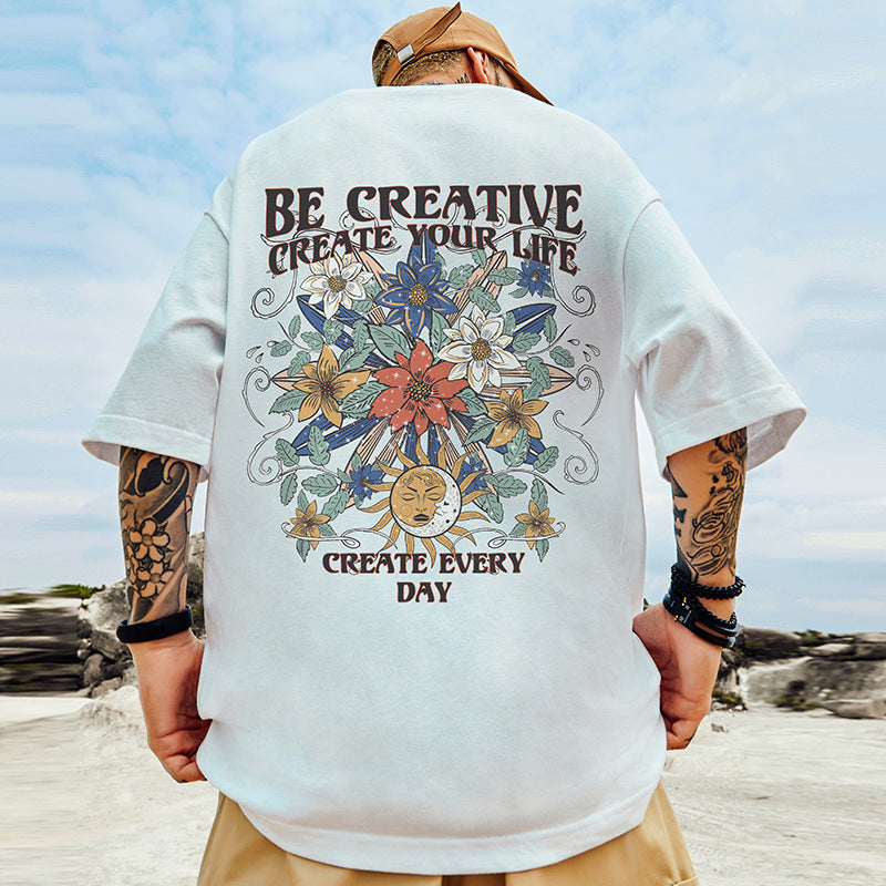 CAMISETA DE MANGA CORTA DE ALGODON CON ESTAMPADO