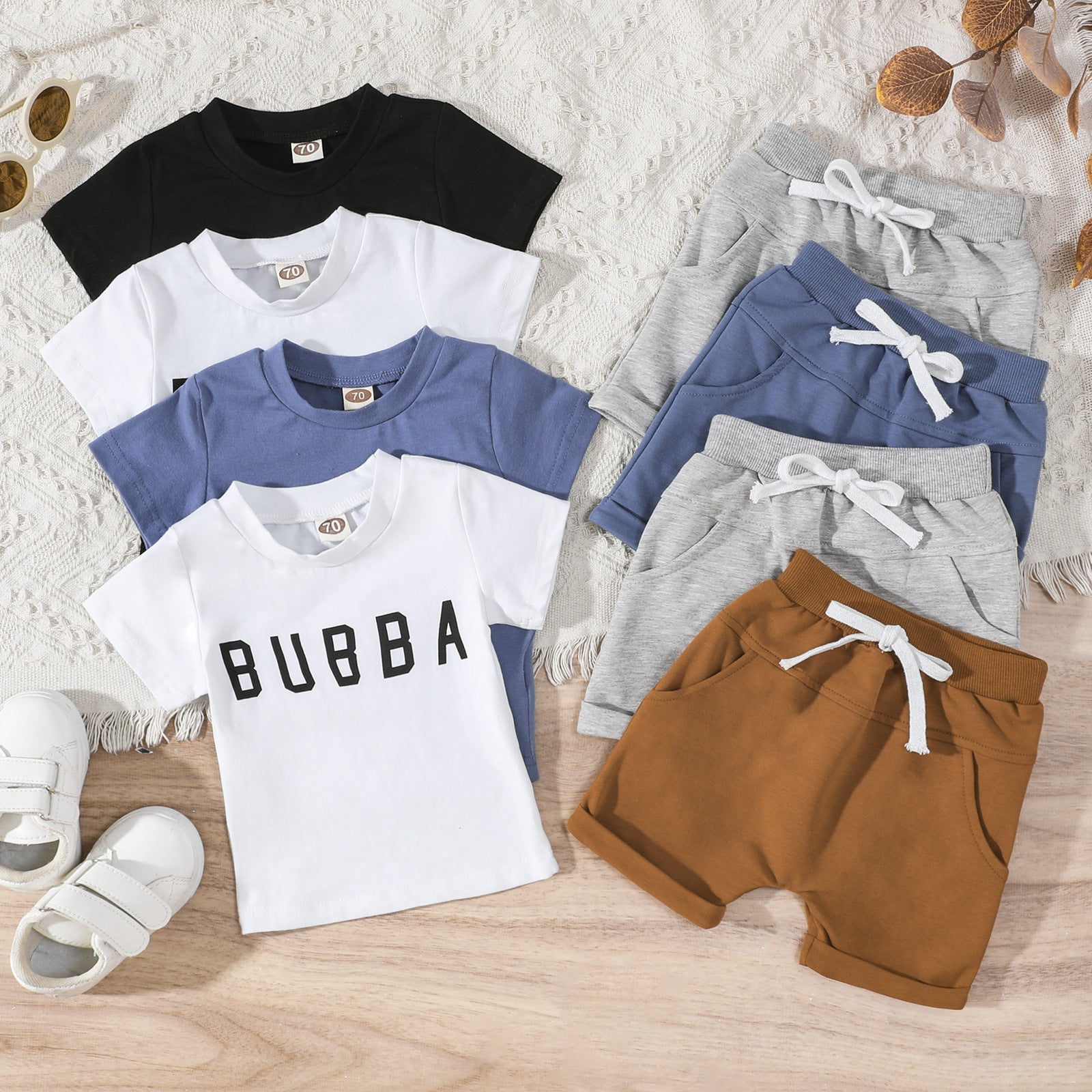 Conjunto de Camiseta y Pantalón Informal con Estampado de Letras para Niño — Set 2 Piezas