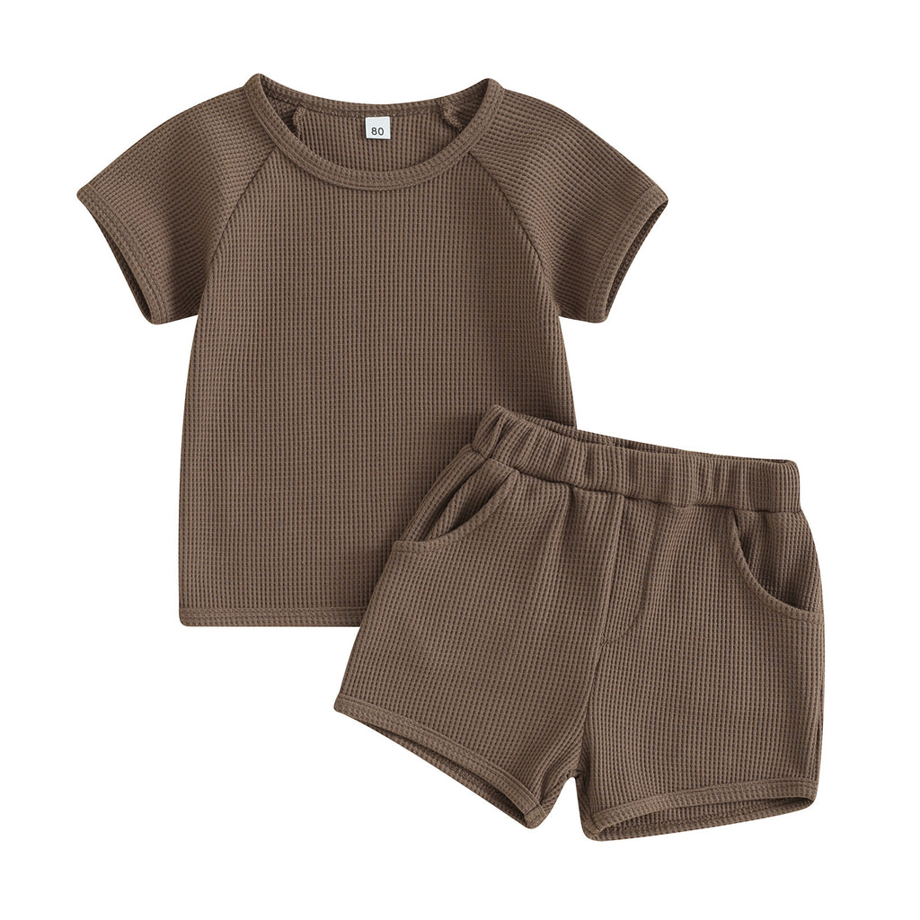 Conjunto Dos Piezas Bebé Manga Corta Tejido Gofrado — Casual