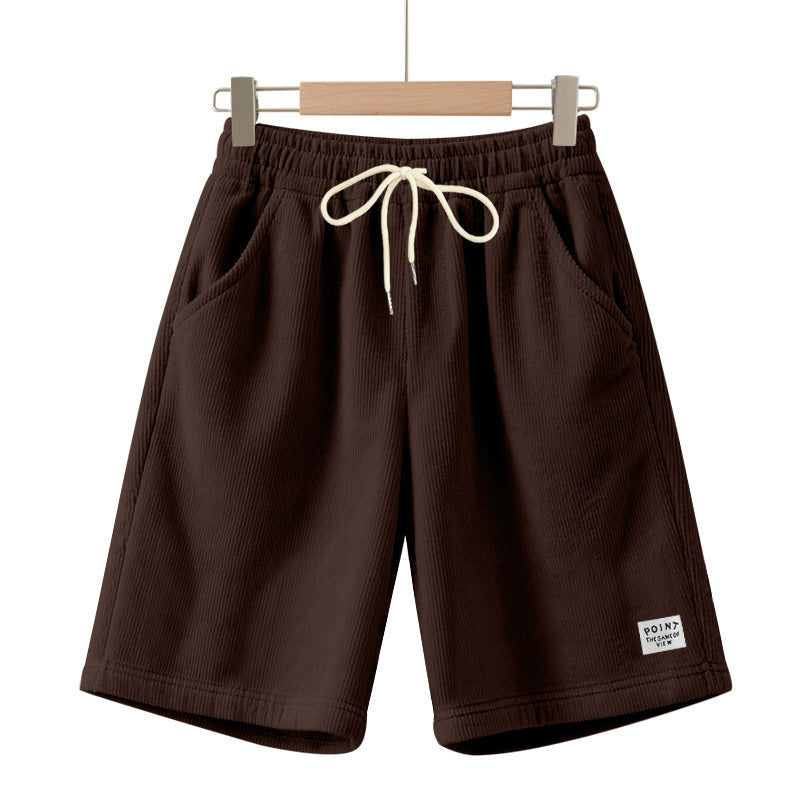 Pantalones cortos de hombre de color liso, con cordones, corte holgado y pierna recta para el verano