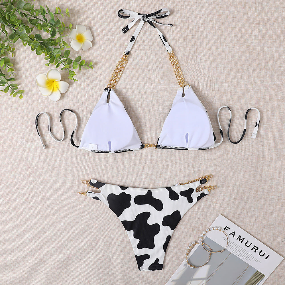 Traje de baño para mujer, bikini, conjunto de bikini con cadena,