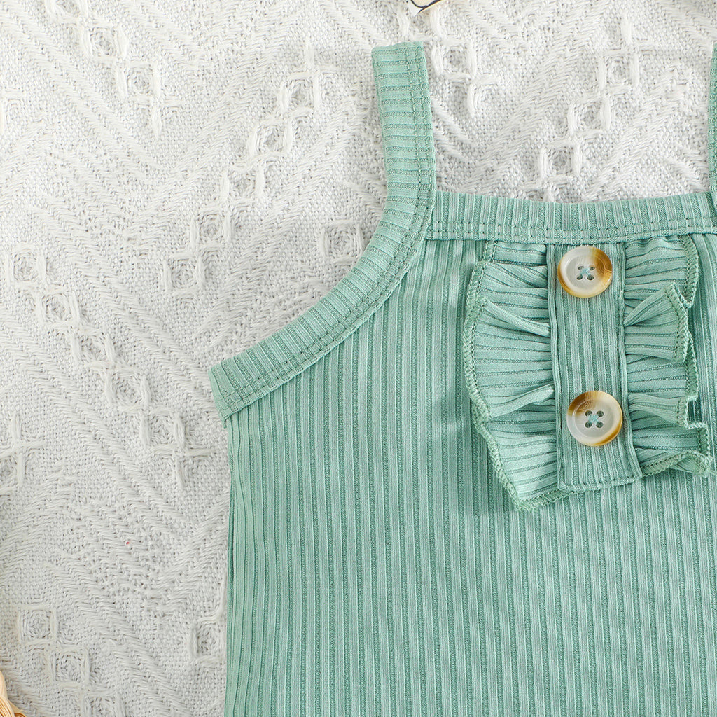 Mono Corto de Color Liso para Bebé Niña — Conjunto 3 Piezas