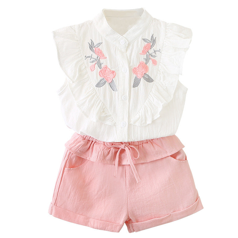 Conjunto de Niña de Dos Piezas — Algodón Cómodo Verano
