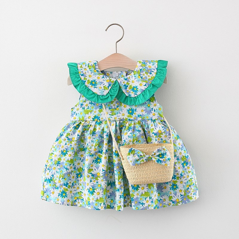 Vestido de Moda para Bebé Niña — Flores Estilo Coreano Verano