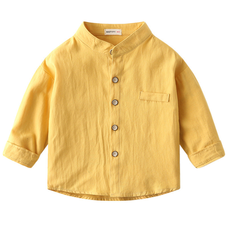Camisa de Niño Color Liso con Cuello Alto — Moda Infantil