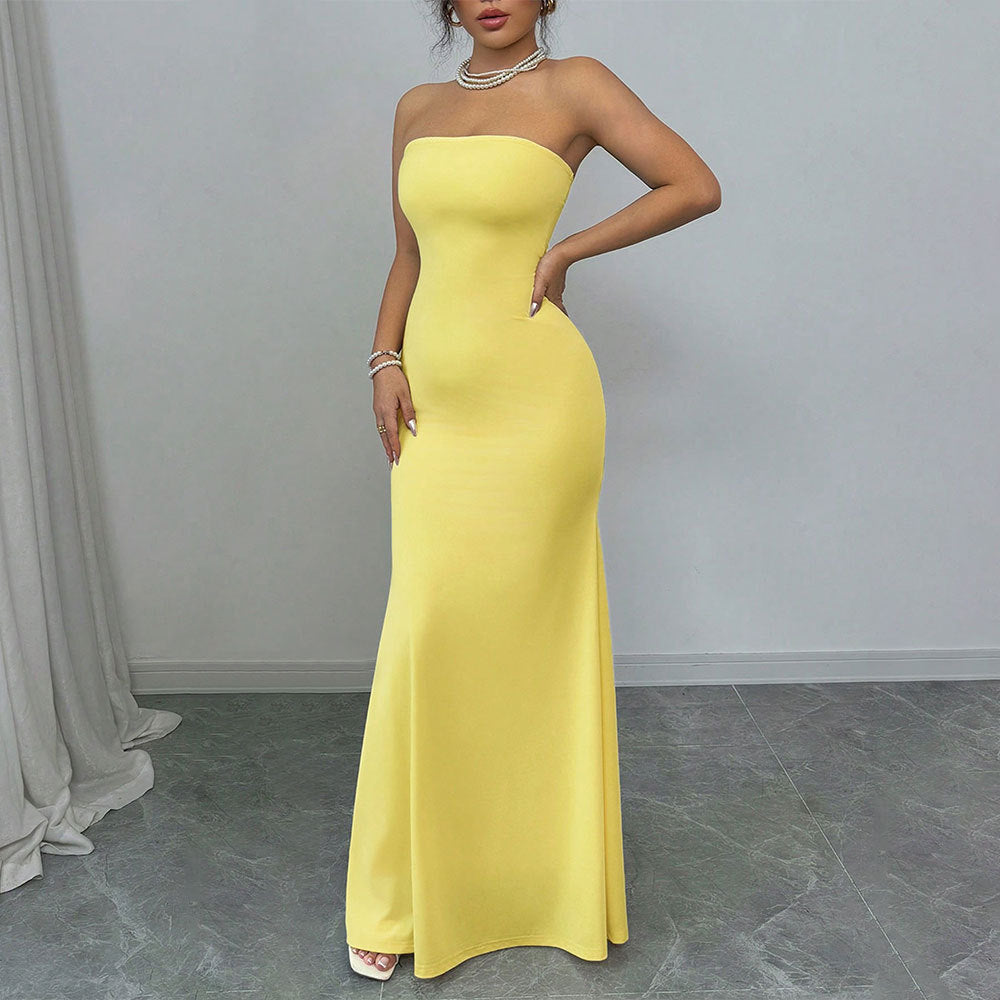 Vestido ajustado sin tirantes ni espalda de estilo vendaje, a la moda.