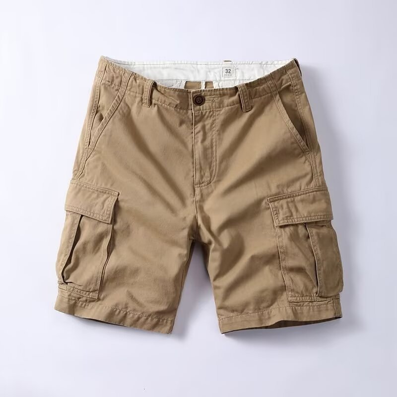 Pantalones cargo de estilo retro para hombre, de corte relajado y largo medio, con múltiples bolsillos.
