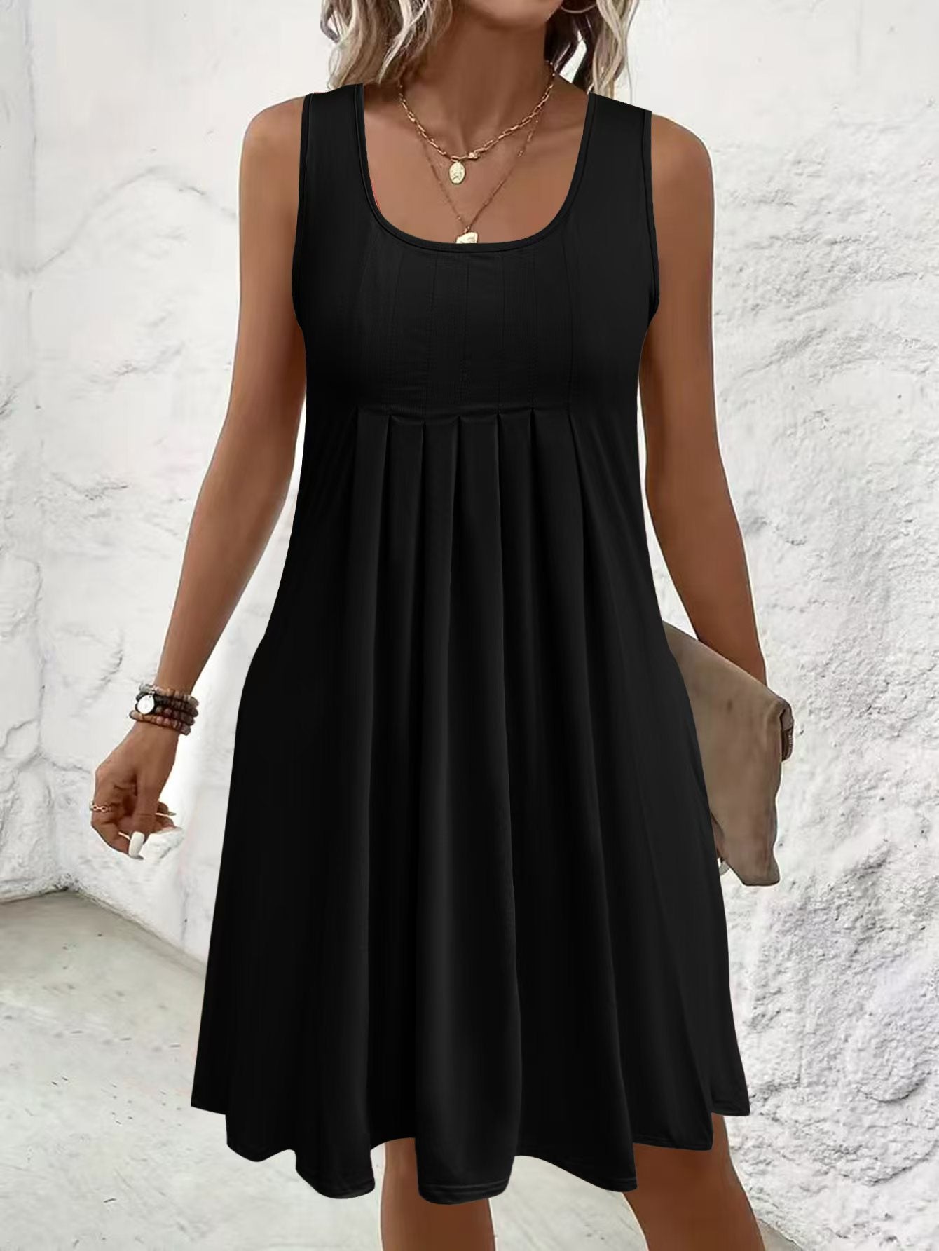 Vestido informal holgado sin mangas con bolsillos