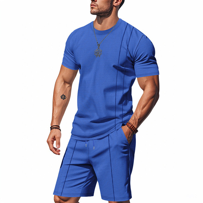 Conjunto de camiseta de manga corta con cuello redondo y pantalón corto para hombre