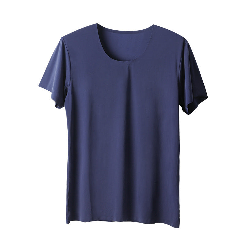 Camiseta de manga corta sin costuras de seda helada para hombre, ideal para el verano.