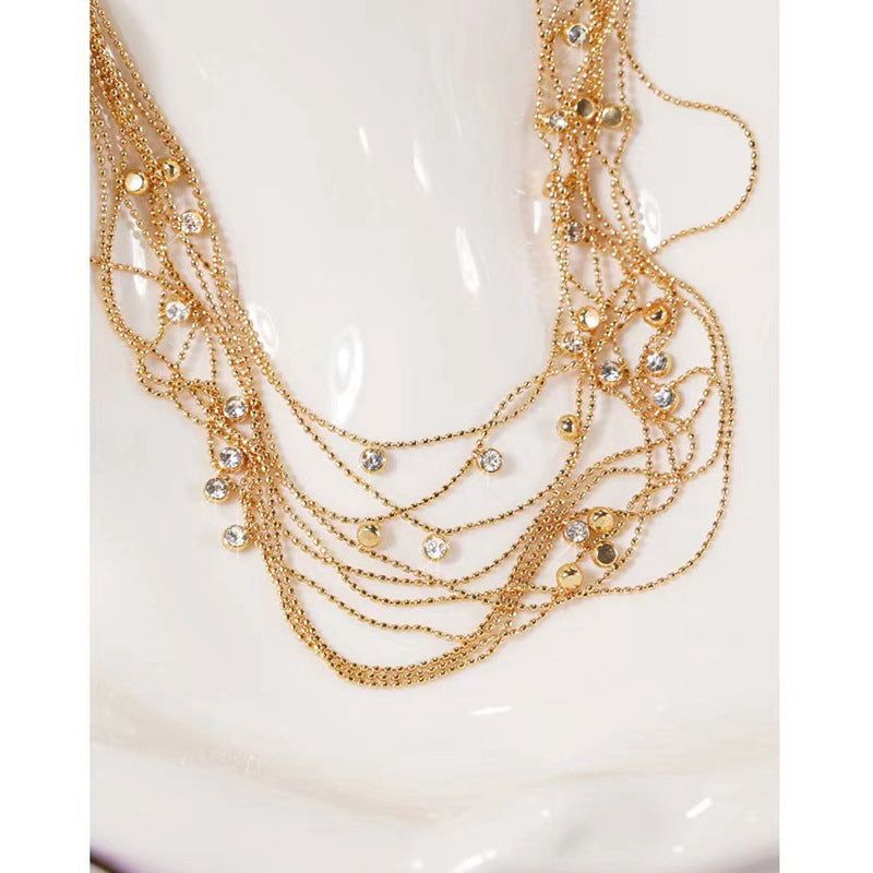 Collar de clavícula de circonita vintage y de lujo asequible con un toque cómodo y de alta gama.