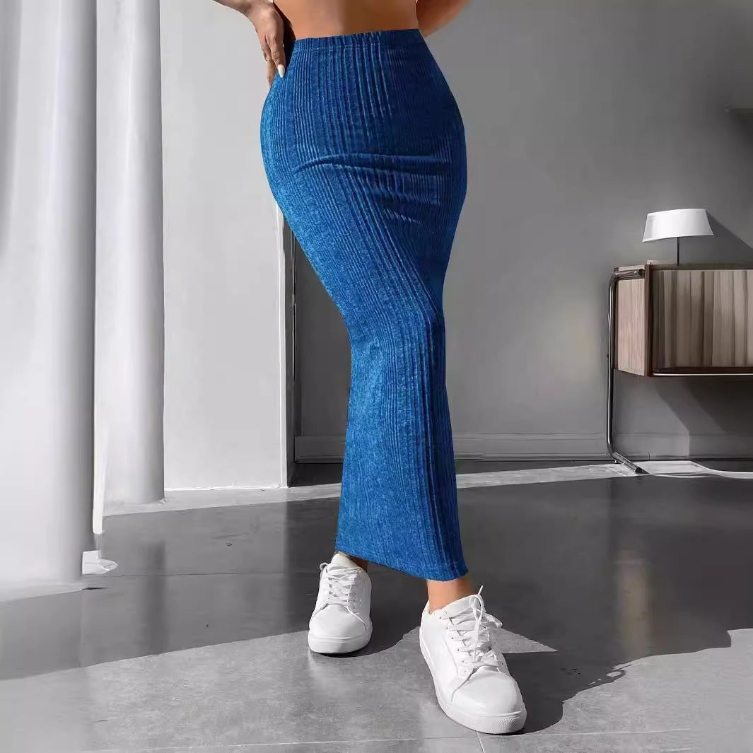Falda Midi Versátil e Informal Gris Claro para Mujer