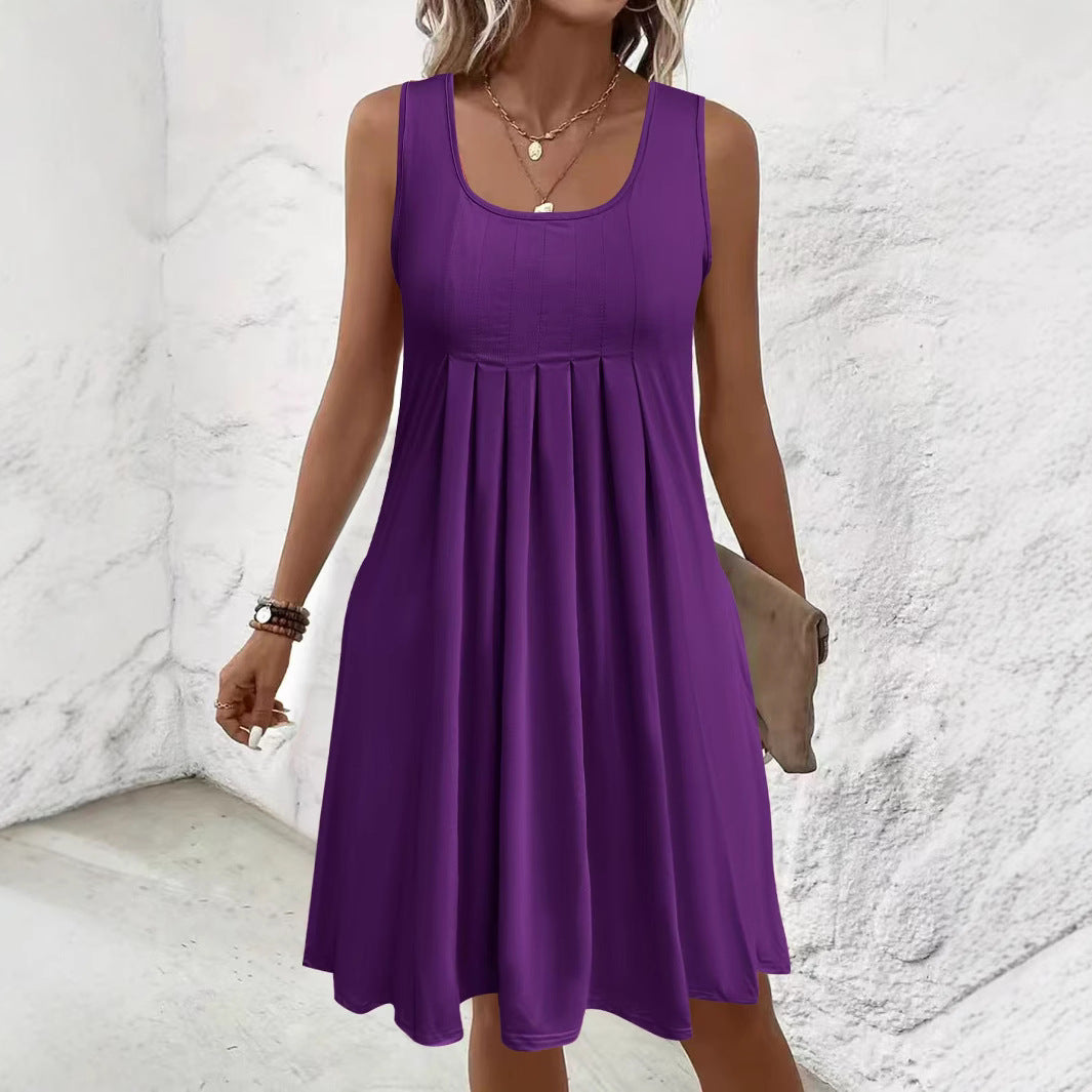 Vestido informal holgado sin mangas con bolsillos
