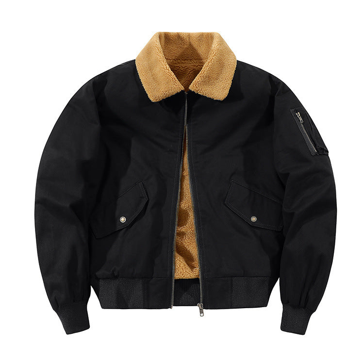 Chaqueta de hombre estilo americano, forrada de felpa, de algodón puro lavado y cálido