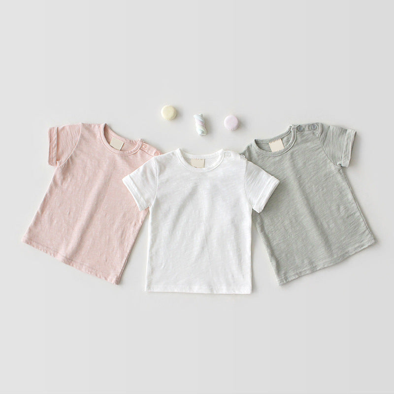 Camiseta Transpirable de Manga Corta para Niños — Algodón 100% Cuello Redondo